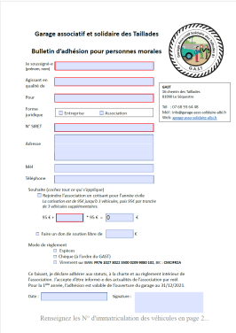 Formulaire PDF d'adhésion PM